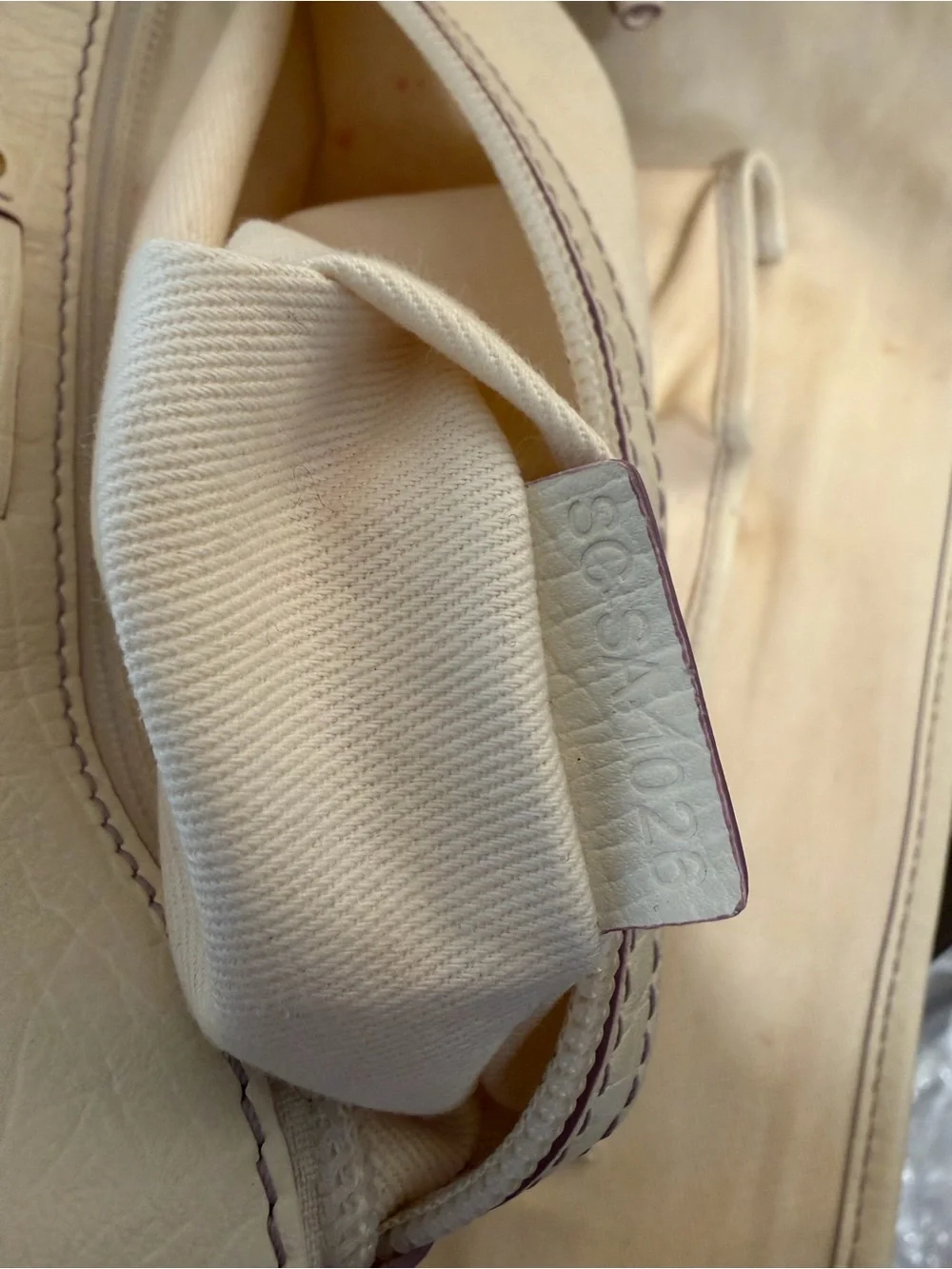 Vintage Celine Macadam Canvas Tote Bag in a purple and white/cream